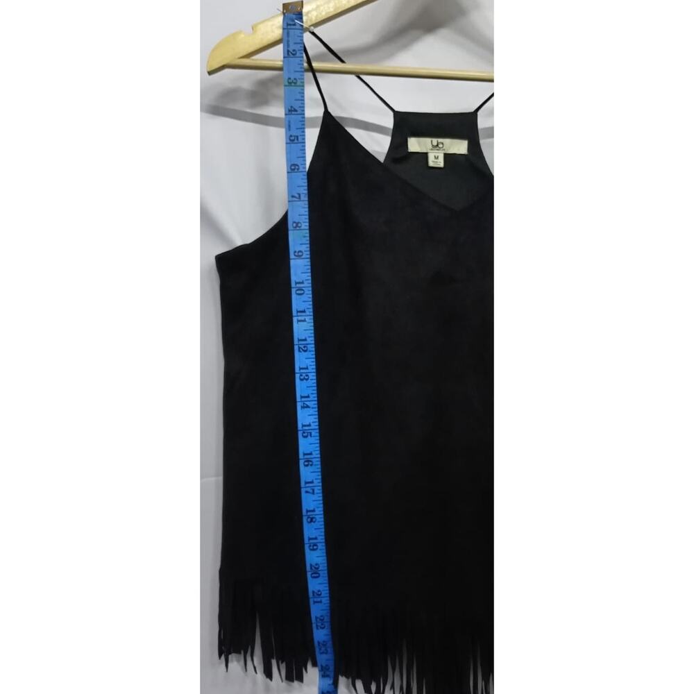 Ya YL19075 Fringe Black Tank Top Solid Knit Sleeveless Women Size M - Picture 5 of 6